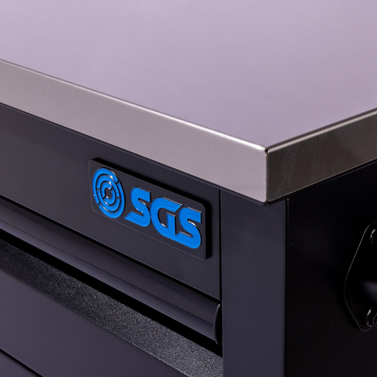 SGS 61in 9 Drawer Tool Chest | Split Stainless Steel Lift-Up Worktop | Black